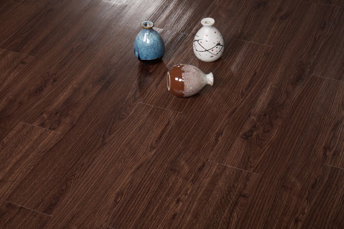 Residential PVC Vinyl Plank Flooring Dark Wooden Color Wearing Resistant